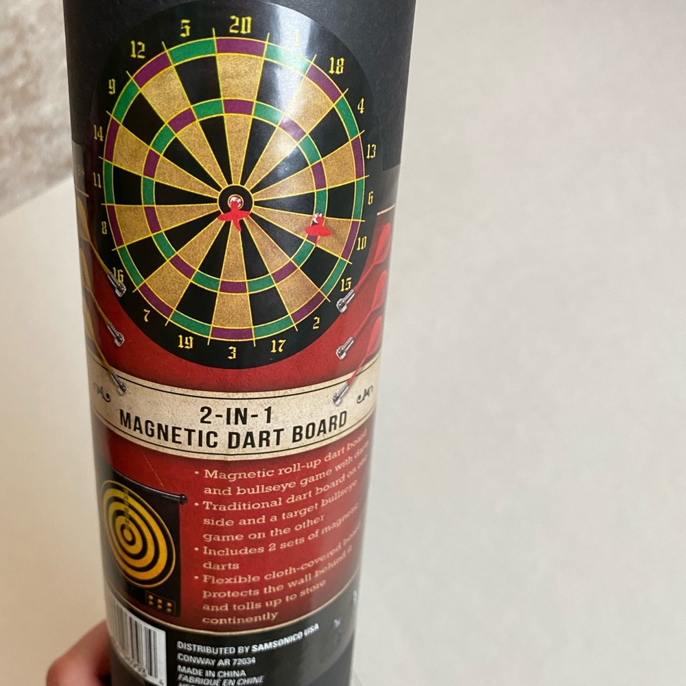 Brand New Roll-Up 2-in-1 Magnetic Dartboard Set W/ Darts Never Used Holiday Gift